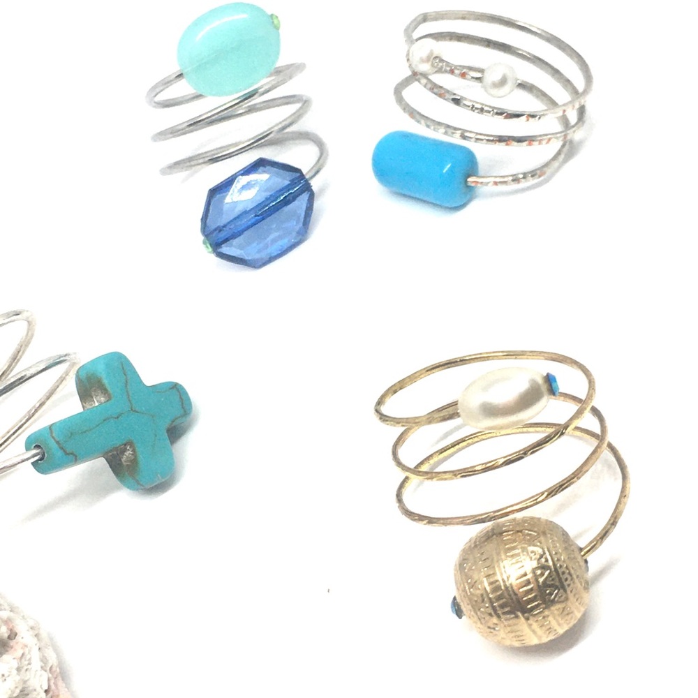 Stacking ring, wrap ring , handmade turquoise ring